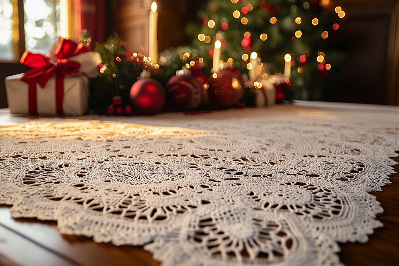 Napperons et nappes de noël : pour une table festive